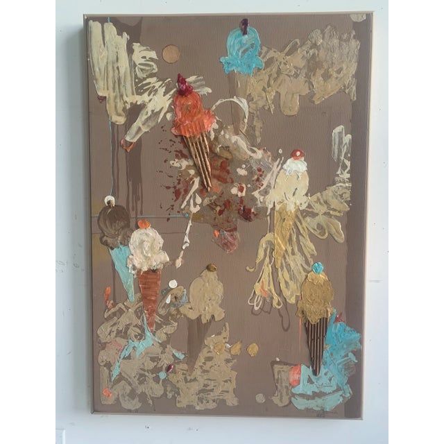 Ice Cream Cones Mixed Media Painting For Sale In Providence - Image 6 of 6