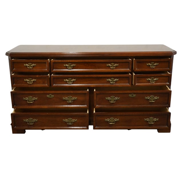 Late 20th Century Bassett Furniture Eden House Collection Solid Cherry Traditional Style 50" Double Dresser 2072-237 For Sale - Image 5 of 12