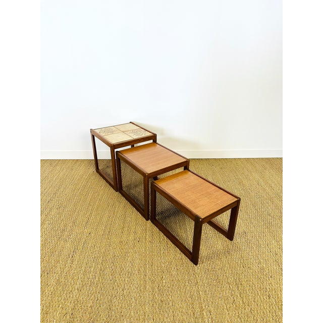 Vintage Teak and Ceramic Nesting Tables, 1960s, Set of 3 For Sale - Image 14 of 15