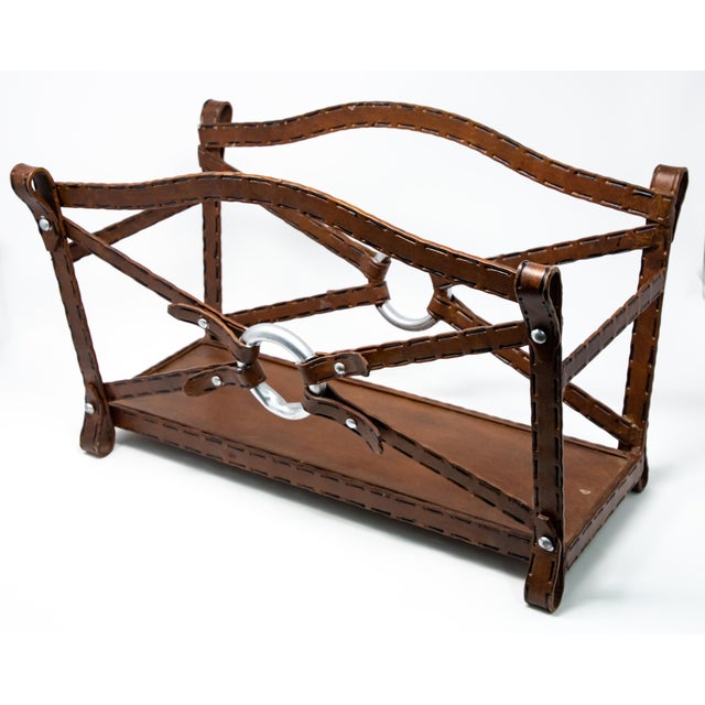 Rustic Western Themed Metal Magazine Rack For Sale - Image 3 of 10