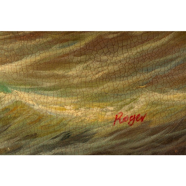 Early 20th Century Early 20th Century Ship at Sea | Large Format Framed Oil Painting, Signed For Sale - Image 5 of 7