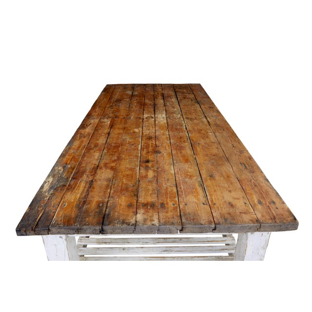 Ivory Large 19th Century Pine Worktable, 1890s For Sale - Image 8 of 14