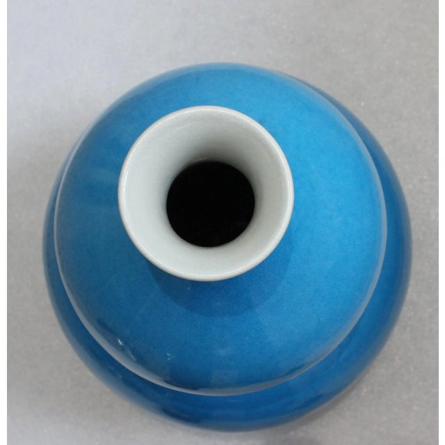 Ceramic Double Gourd Vase 2ft High Turquoise For Sale - Image 7 of 13