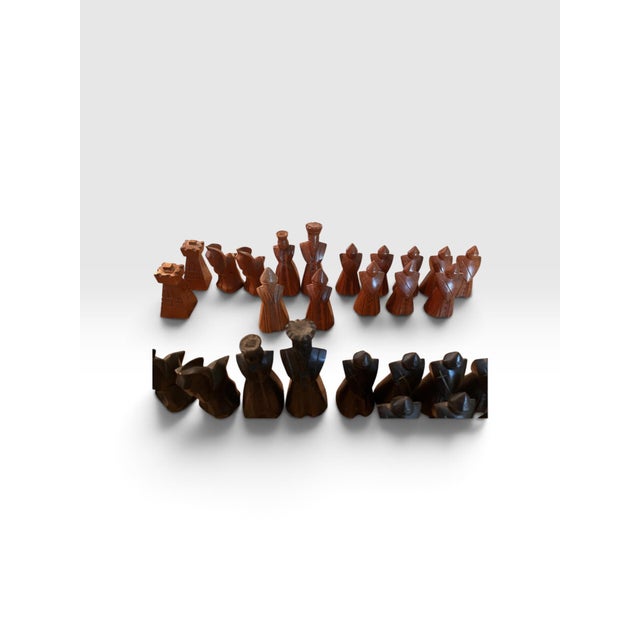 Mid 20th Century Makonde Hand-Carved African Figural Wood Chess Set, Tanzania, 32 Pieces For Sale - Image 9 of 9