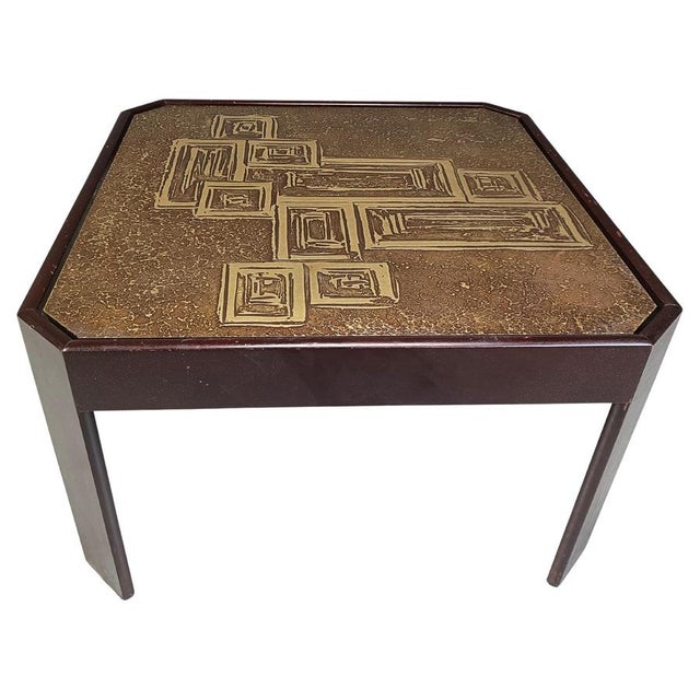 Vintage Etched Brass Side Table, 1970s For Sale - Image 11 of 11