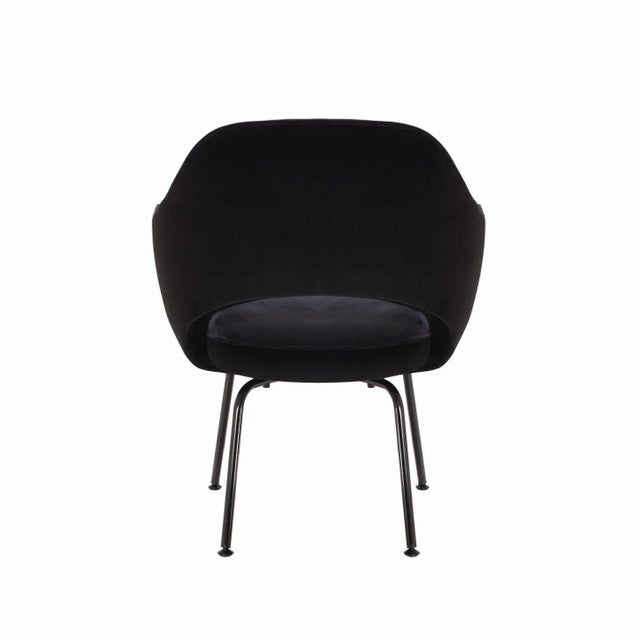 Mid-Century Modern Saarinen Executive Armchair in Black Velvet, Black Powder Coated Legs For Sale - Image 3 of 5