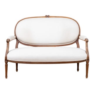 Antique French Upholstered Settee For Sale