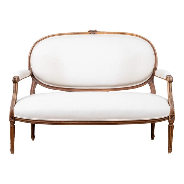 Antique French Upholstered Settee For Sale