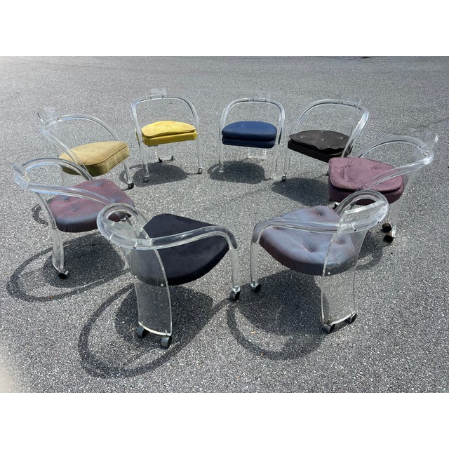 1960s 1960s Charles Hollis Jones Style Lucite Dining Chairs- Set of 8 For Sale - Image 5 of 12