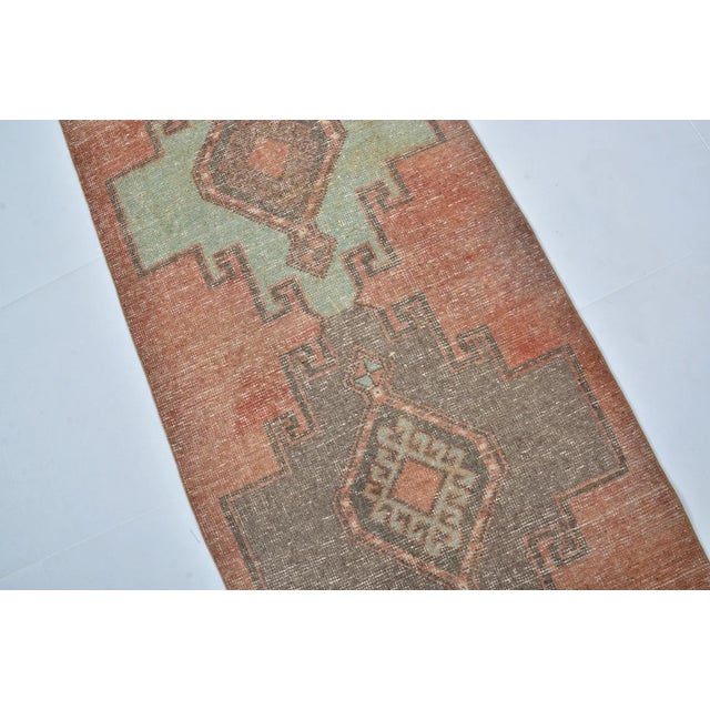 Peach Oushak Wool Hallway Runner Rug For Sale - Image 8 of 10