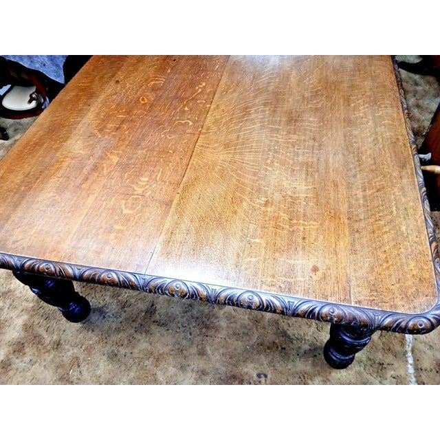 19th Century Antique 19th Century Two-Leaf Carved Oak Extending Dining Table, 1850 For Sale - Image 5 of 14