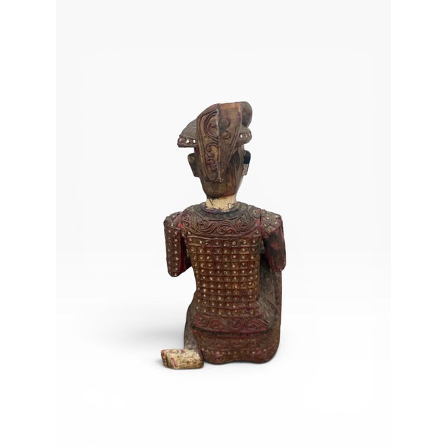 Mid 20th Century Hand-Carved Chinese Figural Sculpture of Seated Musician With Drum For Sale In Miami - Image 6 of 14