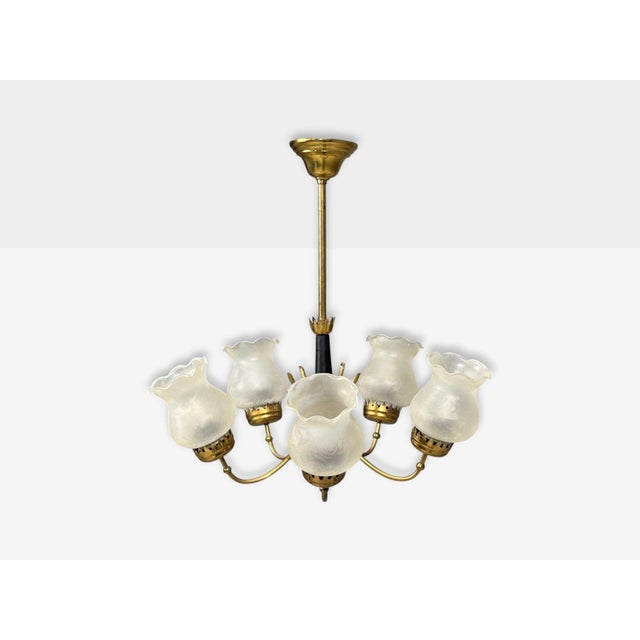 1950s Swedish Modern, Pendant Light, Brass, Glass, Sweden, 1950s For Sale - Image 5 of 15