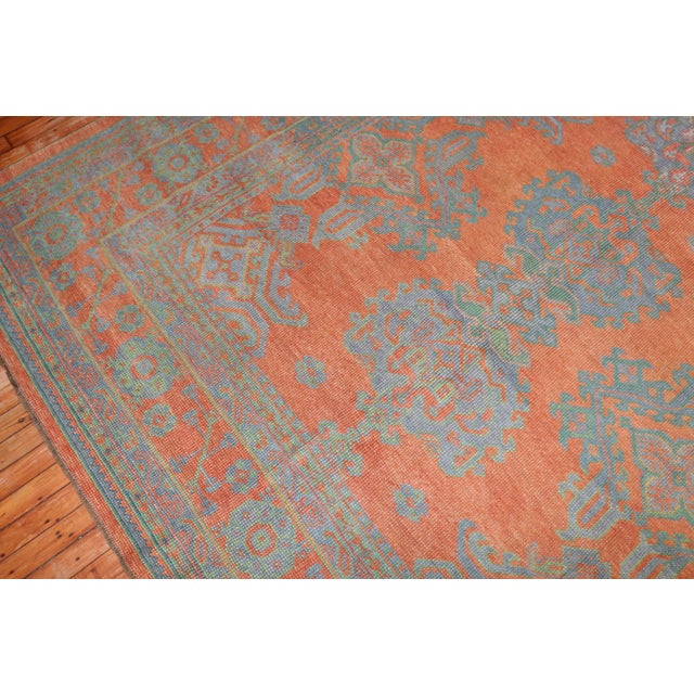 Bright Coral Antique Oushak Rug For Sale - Image 9 of 18