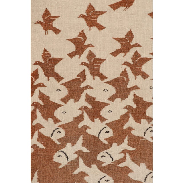 Mid-Century Modern Rug & Kilim’s “Sky and Water Ii” m.c. Escher-Style Tapestry With Pictorials For Sale - Image 3 of 7