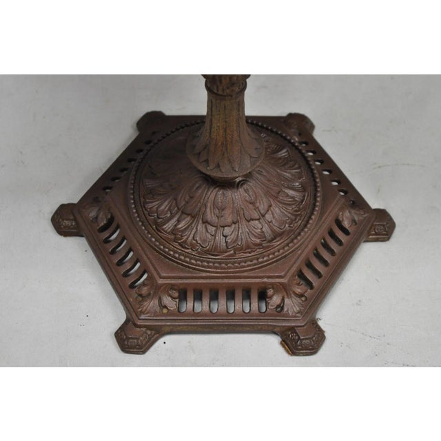 Metal Antique Victorian Green Marble Cast Iron Pedestal Base Smoking Stand Side Table For Sale - Image 7 of 12