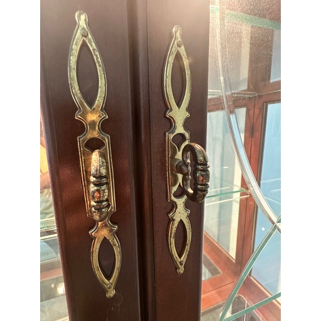 Late 20th Century Philip Reinisch Cherry Finish Lighted Curio With Beveled Glass Doors For Sale - Image 4 of 12