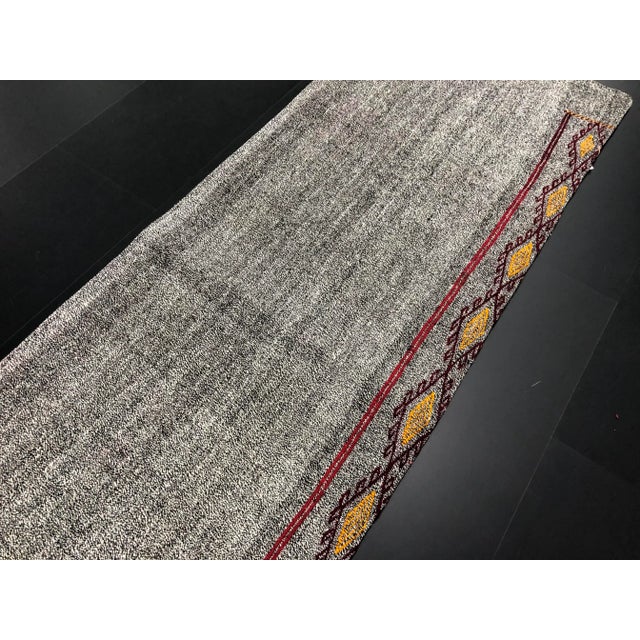 Textile Vintage Turkish Handwoven Aztec Corridor Kilim Rug - 2′3″ × 7′3″ For Sale - Image 7 of 11