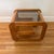 1970s Mid-Century Modern Lou Hodges oak side table. Classic California modern design with curved lines, smoked glass...