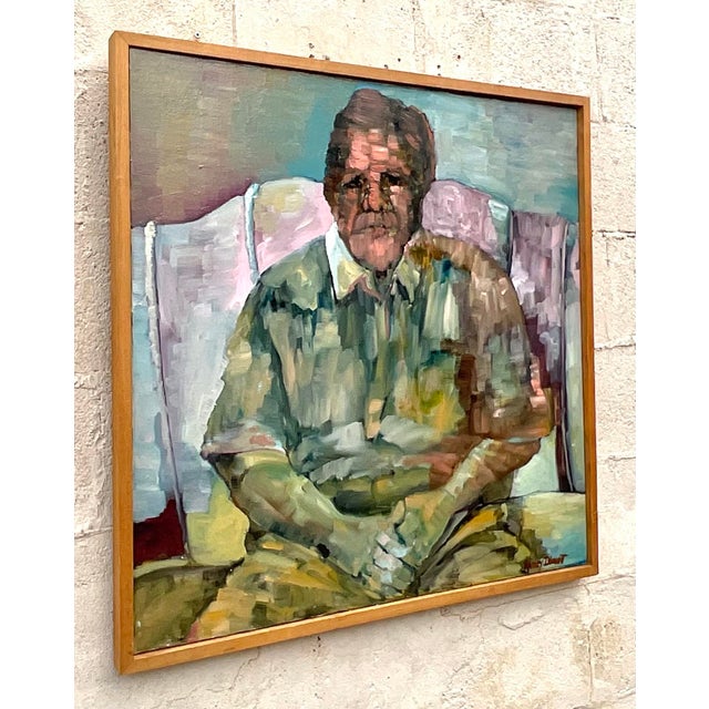 Abstract Vintage Boho Original Abstract Figural Oil on Canvas Painting For Sale - Image 3 of 10