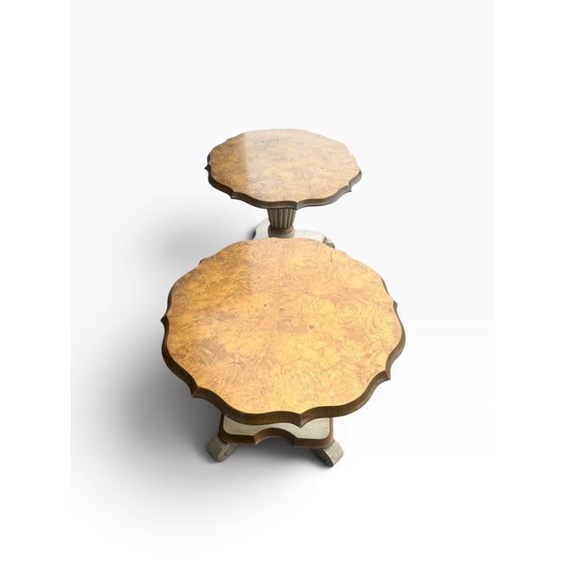 Cream Pair of Katherine Henick Neoclassical Gilt & Painted Side Tables / Plant Stands For Sale - Image 8 of 17