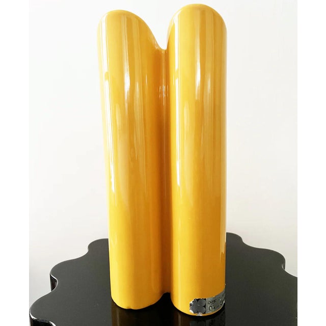 Pierre Cardin Large Yellow Four-Leaf Clover Vase, signed 1970 -Art- Year: Circa 1970, by Pierre Cardin Materials: Ceramic...