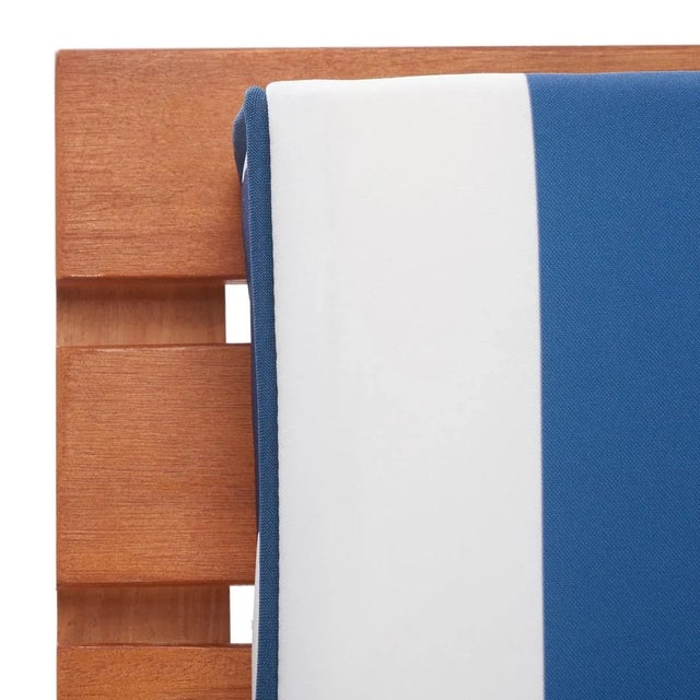 Newport Lounge Chair - Natural/Royal Blue Striped For Sale In Philadelphia - Image 6 of 11