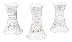 3 Russell Woodard White Spun Fiberglass Outdoor Plant Stand Planters