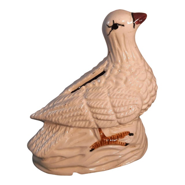 Vintage White Dove Bird Bank Pottery Figurine For Sale