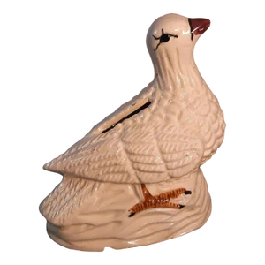 Vintage White Dove Bird Bank Pottery Figurine