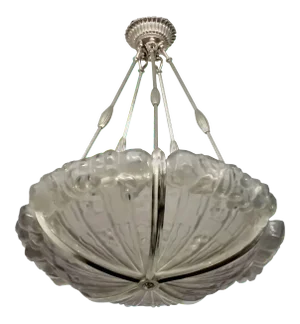 French Art Deco Pendant Chandelier by Genet et Michon