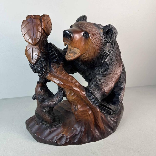 Hokkaido Kibori Kuma Bear Carving in Wood, Japan, 1950s