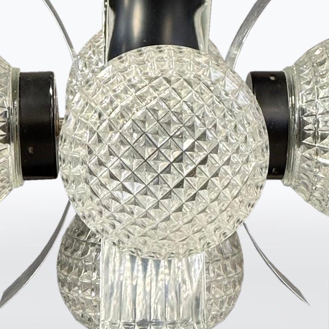 Mid-Century Modern Chrome Plating and Glass Pendant Lamp, 1970s For Sale - Image 4 of 6