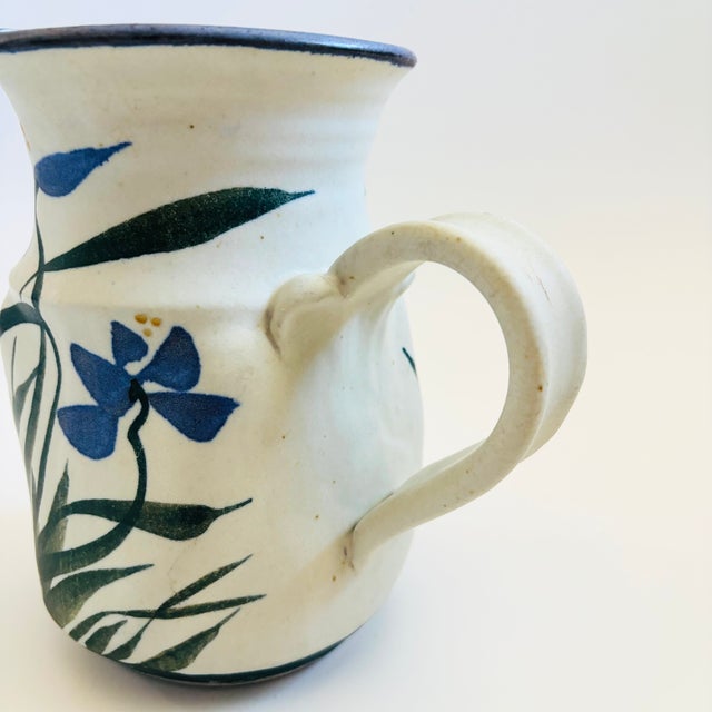 Blue Iris Studio Pottery Pitcher Signed Steinman For Sale In San Francisco - Image 6 of 12
