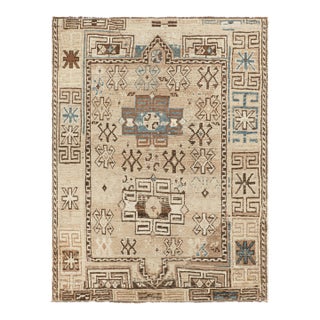 Antique Russian Kazak Rug, Beige-Brown With Geometric Medallions - Rug & Kilim For Sale