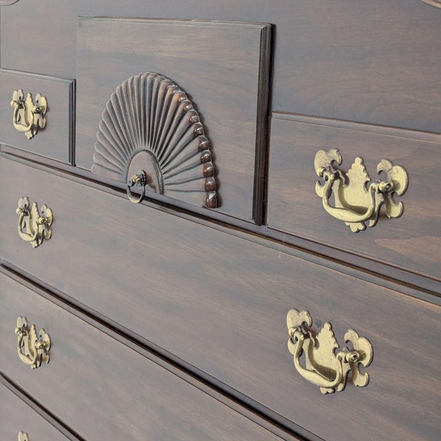 Pennsylvania House Solid Wood Highboy Dresser With Brass Hardware For Sale - Image 10 of 12