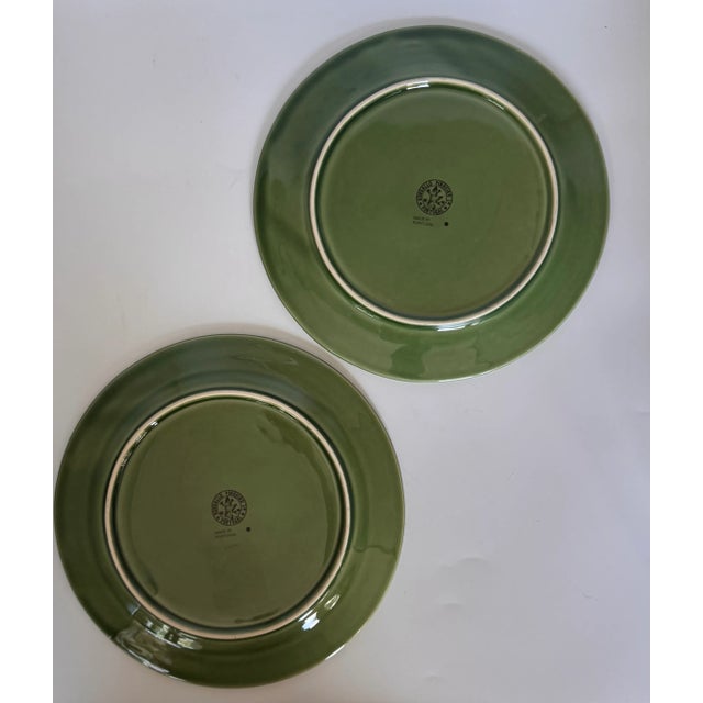 Green Vintage Bordallo Pinheiro Bunny Rabbit Green Dinner Plates - Set of 2 For Sale - Image 8 of 13
