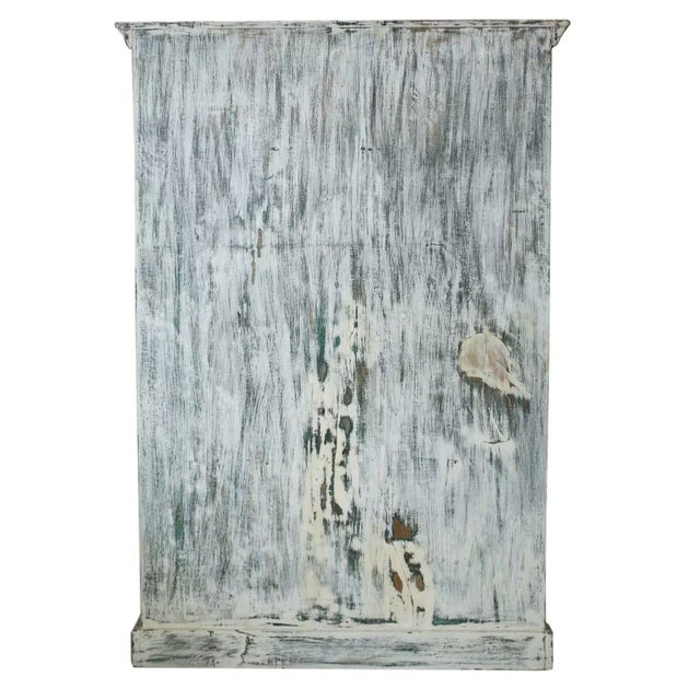 Mid 19th Century Handcrafted White Washed Wood Bookcase | Arched 3 Tier Open Shelf Cabinet | Farmhouse Storage Display Unit For Sale In Houston - Image 6 of 7