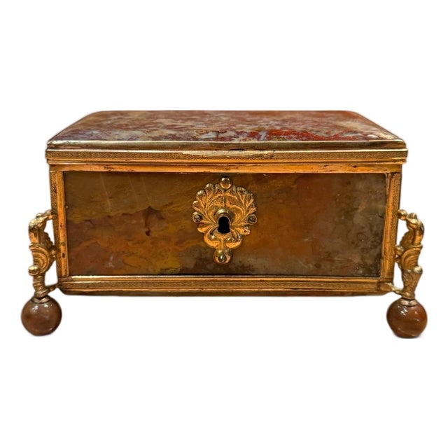 Circa 1900 Agate and Bronze-Mounted Decorative Box, Possibly Italian For Sale