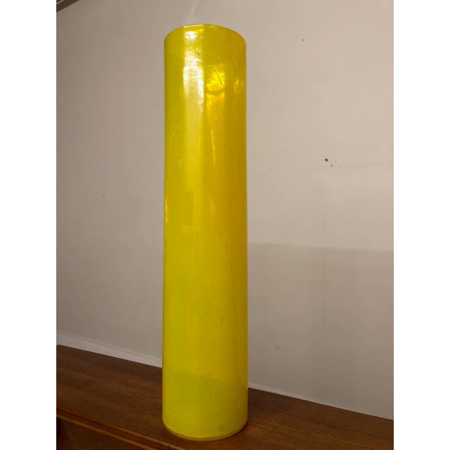 Early 21st Century James Mongrain Yellow Glass Tall Cylinder Vase For Sale - Image 5 of 12