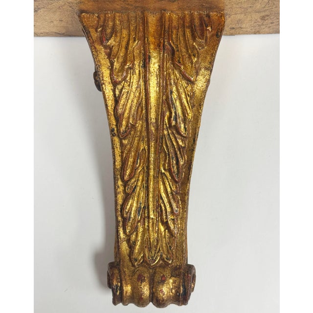 Vintage Gilt Wood Scrolled Acanthus Leaf Wall Shelf For Sale In Kansas City - Image 6 of 7