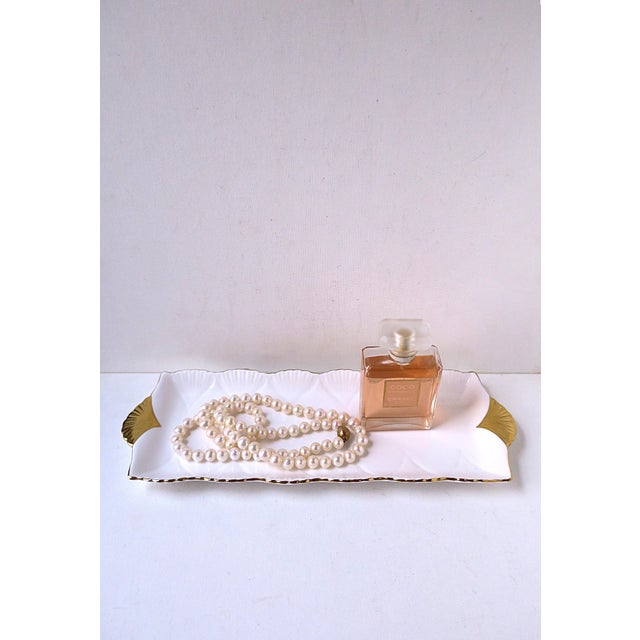 White and Gold English Porcelain Tray, Circa Early-20th Century For Sale - Image 10 of 15