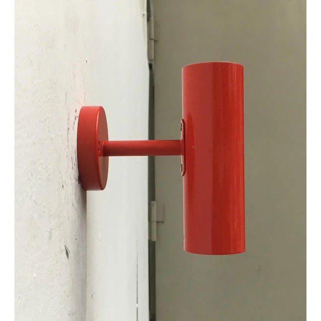 Metal Mid-Century Modern Minimalist Red Wall Lamps, Set of 2 For Sale - Image 7 of 18