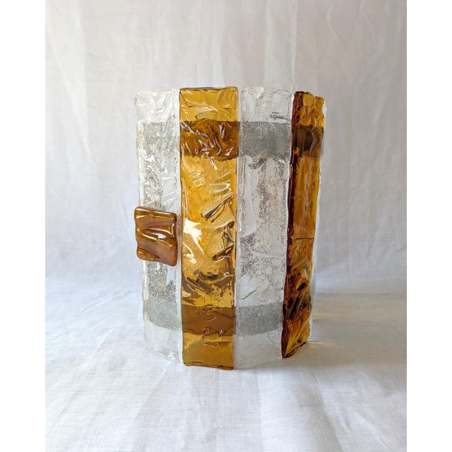 Mid-Century Modern Amber Striped Murano Glass Wall Sconce attributed to AV Mazzega, 1970s For Sale - Image 3 of 14