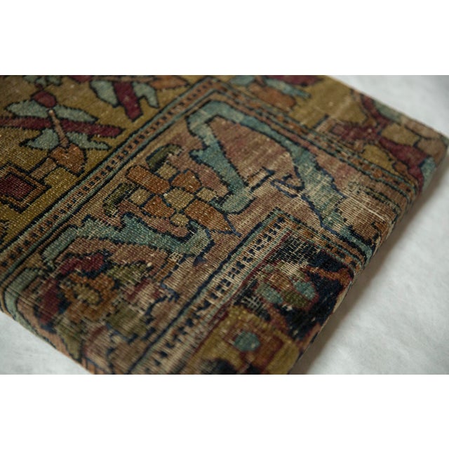 Wood Decorative Cork Board Antique Kerman Rug Fragment Art For Sale - Image 7 of 10