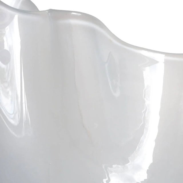 Mid 20th Century Venini Murano Fulvio Bianconi Vintage Gray Opalino Italian Art Glass Mid Century Sculptural Vase Bowl For Sale - Image 5 of 6