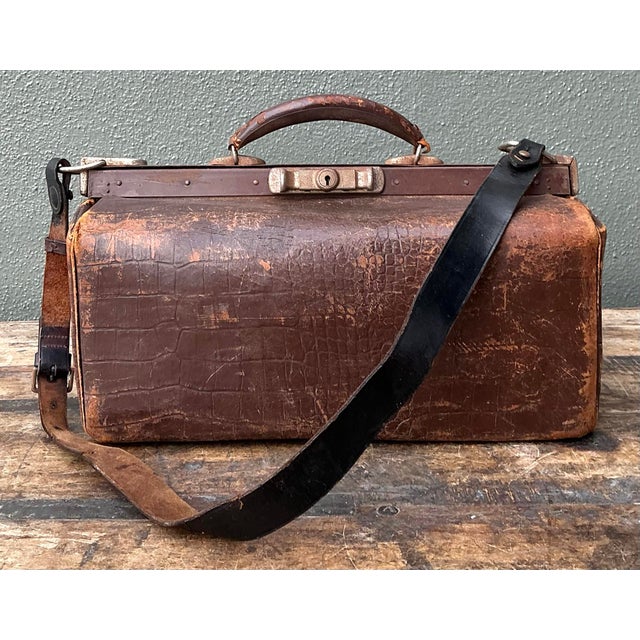Vintage Stamped Croco Doctors Bag For Sale - Image 12 of 12