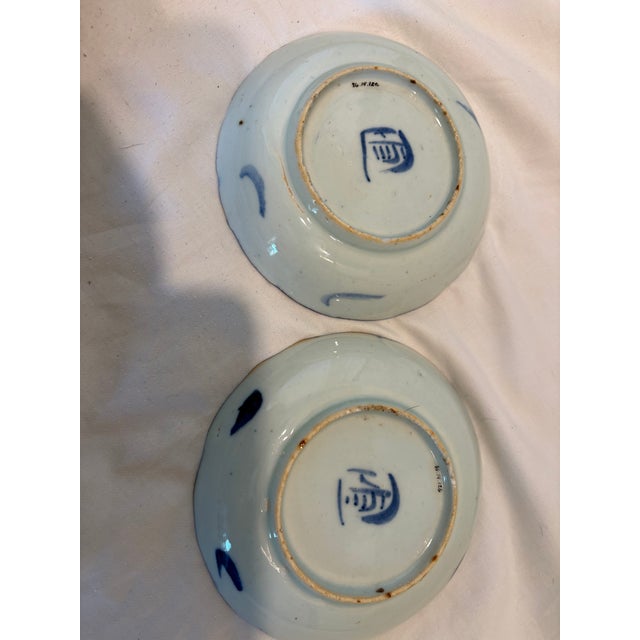 17th Century Pair of Antique Chinese Blue and White Porcelain Plates Qing Dynasty, Kanji Era For Sale - Image 5 of 9