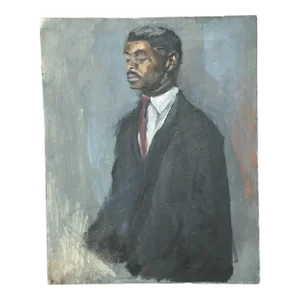 1960s Portrait Painting of an African-American Gentleman in a Suit and Tie