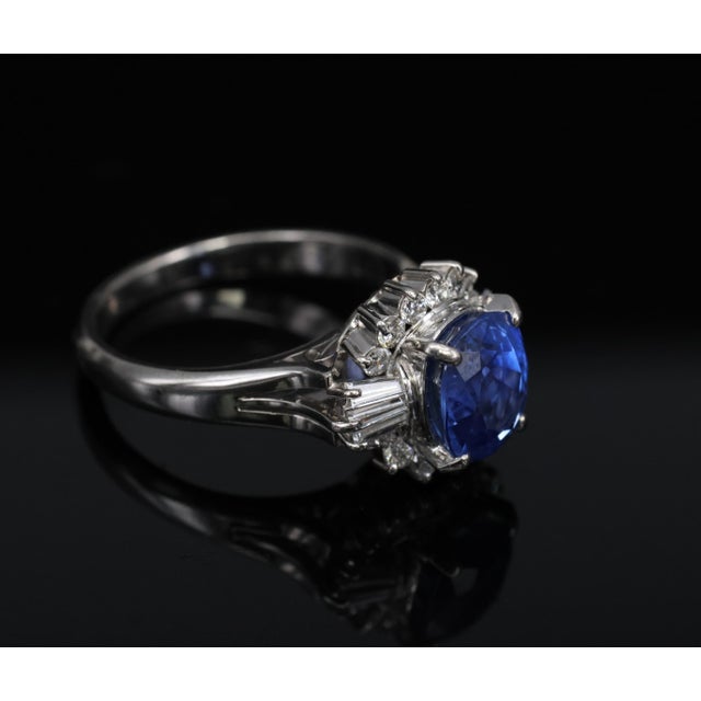 Late 20th Century Fine 2.72ct Gia Ceylon Sapphire & 0.55ct Diamond Platinum Ring Size 6.75 For Sale - Image 15 of 18